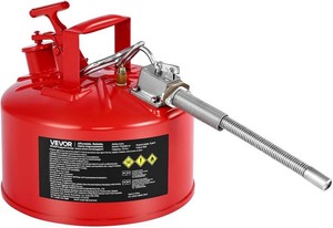 VEVOR Safety Metal Container, 2.5-Gal Type II Red Liquid, Flame Arrester, Self-Closing Lid