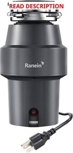 Ranein 12 HP Garbage Disposal with Power Cord, Grinding, Continuous Feed, DeepCut AntiClog