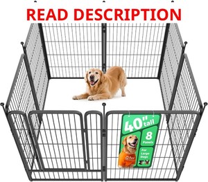 $130 FXW Rollick Unleashed Dog Playpen, 40-inch, 8 Panels, IndoorYardRV Camping, Black Patented