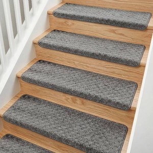 $128 MBIGM Bullnose Carpet Stair Treads Non-Slip Mats for Wooden Stairs (14, Dark Grey, 9.5 x 30)