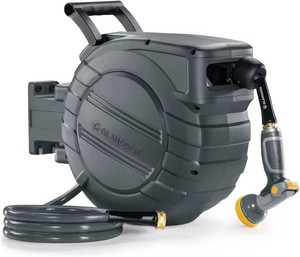 $136 GLAHODEN Retractable Hose Reel 58 x 90 ft, 2025 Dual Ratchet Lock, 180  Swivel Mount