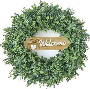 23 Large Boxwood Wreath for Front Door & Porch Window - Leaves Greenery Outdoor Decor