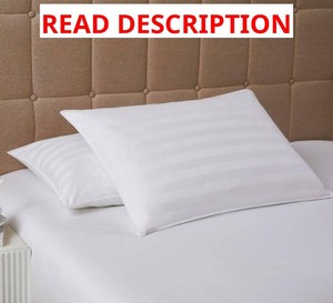 $125 DOWNLITE Down Extra Thin, Flat Pillow for Stomach Sleepers (Hypoallergenic) (StandardQueen)