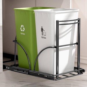 Dual Trash Can Pull-Out Under Sink, No Can, 35 Qt Bins, Garbage Pullout Kit, Quiet Close