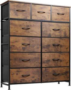 WLIVE Tall Dresser for Bedroom, Fabric Storage Tower with 11 Drawers, Steel Frame, Wood Top