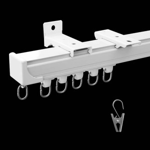 MaKefeile Ceiling Curtain Track, Wall & Ceiling Mounted Rail   Room Divider Track, White 9ft