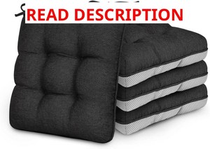 Loves Cabin Memory Foam Cushions, 4-Pack, 15.5x15.5x3.5 IndoorOutdoor Cushions - Black