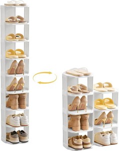 UFORU 9-Tier Vertical Shoe Rack, Plastic Stackable Shelf for Small Closets & Narrow Spaces