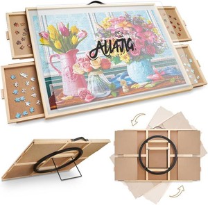 ALL4JIG 1500-Piece 2-in-1 Tilting & Rotating Puzzle Board, 24.53 x 33.19, 4 Drawers, Cover