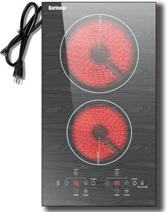 $150 Karinear Portable 2-Burner Electric Cooktop, 110V, Countertop or Built-in, 12 Ceramic