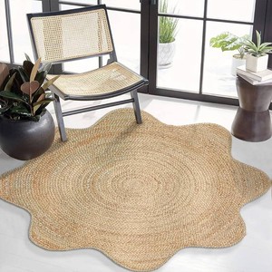 Chardin Home Hand Woven Natural Jute Braided Rug - 6 Ft Round Scalloped Rug