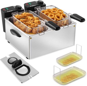 Deep Fryer with 2 Baskets, 7.4 Qt, 3000W, Oil Filtration, View Window, Adjustable Temp