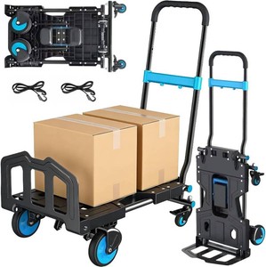 Folding Hand Truck 330 lb Capacity, 2-in-1 Foldable Dolly with Wheels, Adjustable Handle