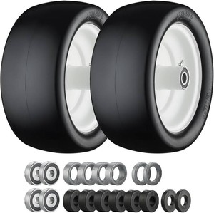 Cubesprings 13x6.50-6 Mower Tires, Flat-Free Front, 34, 58, 12 Bearings, White Rim, 2Pack
