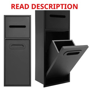 Bathroom Trash Can 11L Tilt-Out Cabinet, 2-Tier Hidden Garbage Bin, Wall-Mounted Stainless
