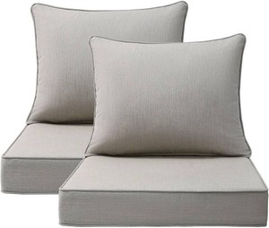 $170 Unimatta Sunbrella Outdoor Patio Chair Cushions Set, 24 x 24, Set of 2, Water-Repellent, Fade Resistant, Deep Seat Cushion for Backyard, Couch, Sofa and Patio Furniture, Specrtum Pebble
