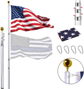 Panta 20FT Telescoping Flag Pole Kit, Extra Thick Heavy Duty 14 Gauge Telescopic Flagpole Fly 2 Flags, Outdoor Aluminum Inground Flag Poles with 3x5 American Flag for Residential, Yard or Commercial
