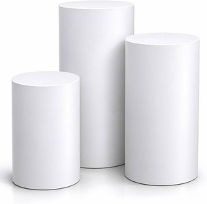 $300 Crafts Central White Metal Cylinder Pedestal Stands - 3 Pieces Stands - White Party Stands for Wedding Party, Babyshower and Events - 36(L), 30(M), 24(S)