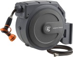 $180 Giraffe Tools Retractable Garden Hose Reel 1/2 in x 130 ft, Wall Mount, Slow Return, 180 Swivel