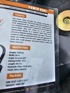 Unused 2026 LandHonor Power Rake PR-12-72W CE