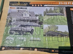 Unused 2026 LandHonor 21 x 13 Ft Metal Carport LHR-MC2113