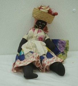 Vintage handcrafted Caribbean Cloth Doll. Mid 20th Century Folk Art. Nassau
