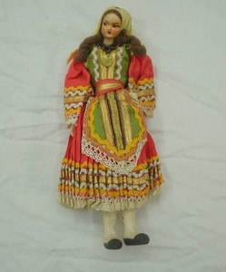 Vintage Mid Century Greek Folk Art Souvenir Doll.