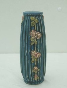 Antique Weller Pottery Blue Drapery Vase. 1915. 8 tall