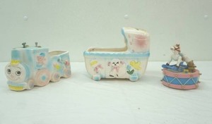 Vintage Ceramic Music Box Planters. Rubens Originals.