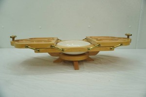Vintage Karoff 3-Tier Expandable Wooden Buffet Serving Tray