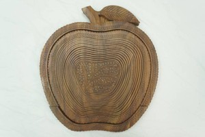 Hand Carved wooden collapsible apple basket