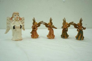 Vintage hand painted Art Plastics Angel Figurines (made in British Hong Kong) Vintage Ceramic Angel Figurine