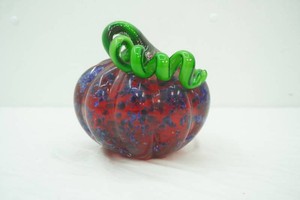 Hand Blown Glass Pumpkin. Chroma Glass Ruby Rainbow Pumpkin