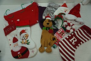 Christmas Stockings, Santa Gift Sacks, Bell Bracelets, Headband, Santa Hats