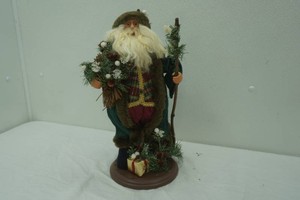 Christmas Santa Green Coat. St. Nicholas Woodsman Figurine 16 tall