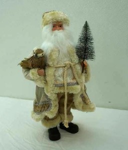 Winter White & Silver Santa Claus Figurine 16 tall