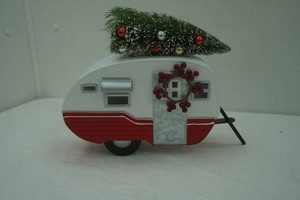 Winter Vintage Camper Metal Decor