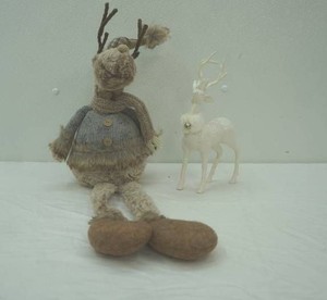 Reindeer Plush Figure & White Sparkling Deer Figurine