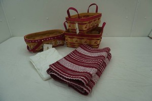 Decorative Woven Christmas baskets, Table Runner, Flour Sack Dish Towel