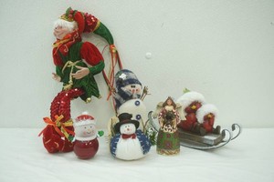 Pixie Elf Doll and Snowman Decor