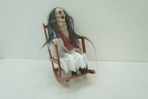 Battery Operated Ghost Granny in Rocking Chair 17 tall
