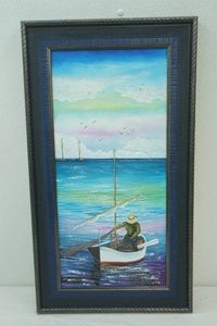 Bright Framed Oil on Canvas 17x 31
