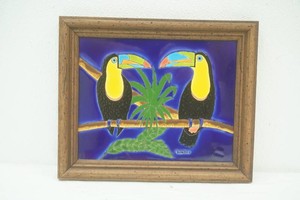 Framed Hand Painted Tiles. Costa Rica 11x9.5