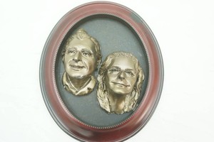 Framed Relief Face Sculptures 13x 11 Oval