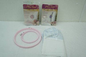 Stamped Cross Stitch Pillowcase Kits, Needlepoint Hoops