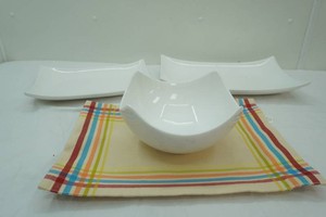 Ceriart Large Ceramic Serving Platter & Bowl Set. With Fiesta Placemat