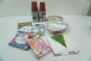 Paper Napkins, Solo Cups, Aluminum Bake and Go Pans