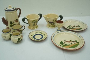 Vintage Devon Motto Ware Pottery Tea Set. Early 20th Century