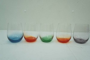 Stemless Wine Glass Set. Colored Glass, Roly Poly