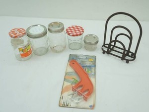 Canning Jars, Knife Sharpener, Metal Napkin Holder